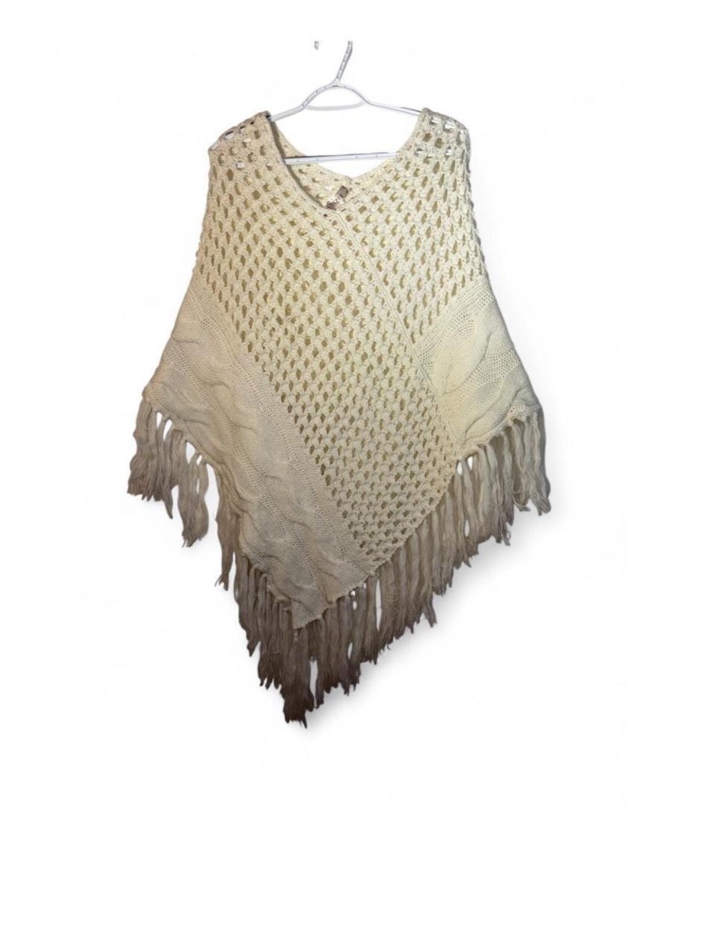 Decree Knit Fringe Poncho Wrap